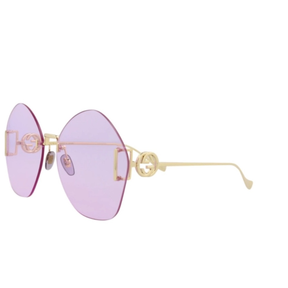 Gucci Violet Rimless Sunglasses with Gold Temples